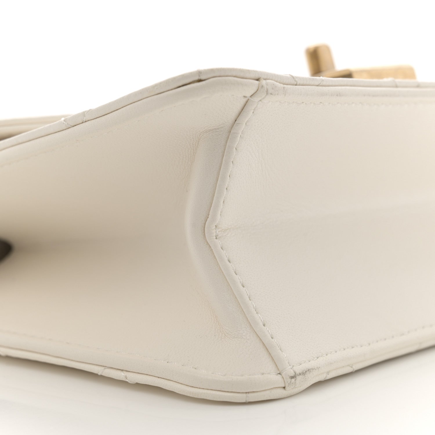 Calfskin Strass Quilted Flap White