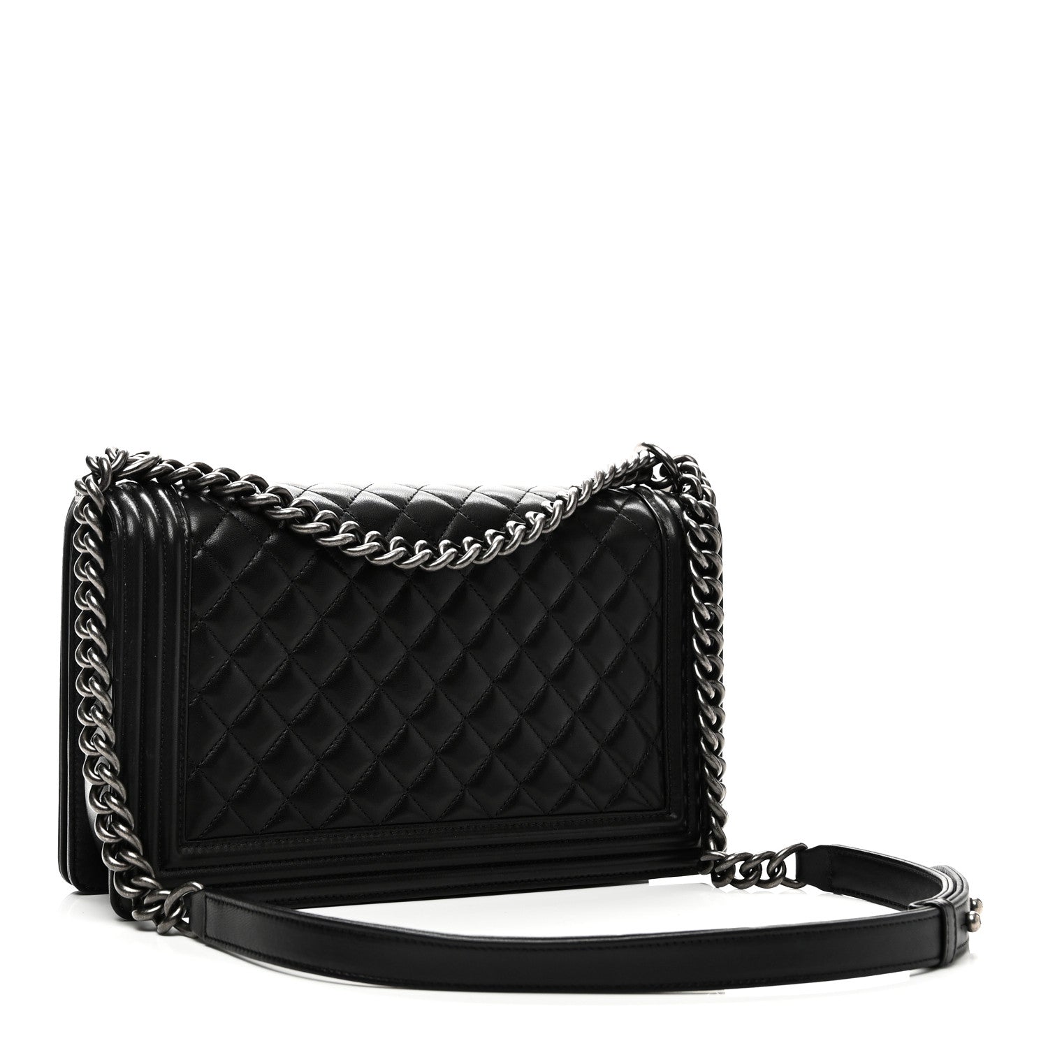 Lambskin Quilted New Medium Boy Flap Black