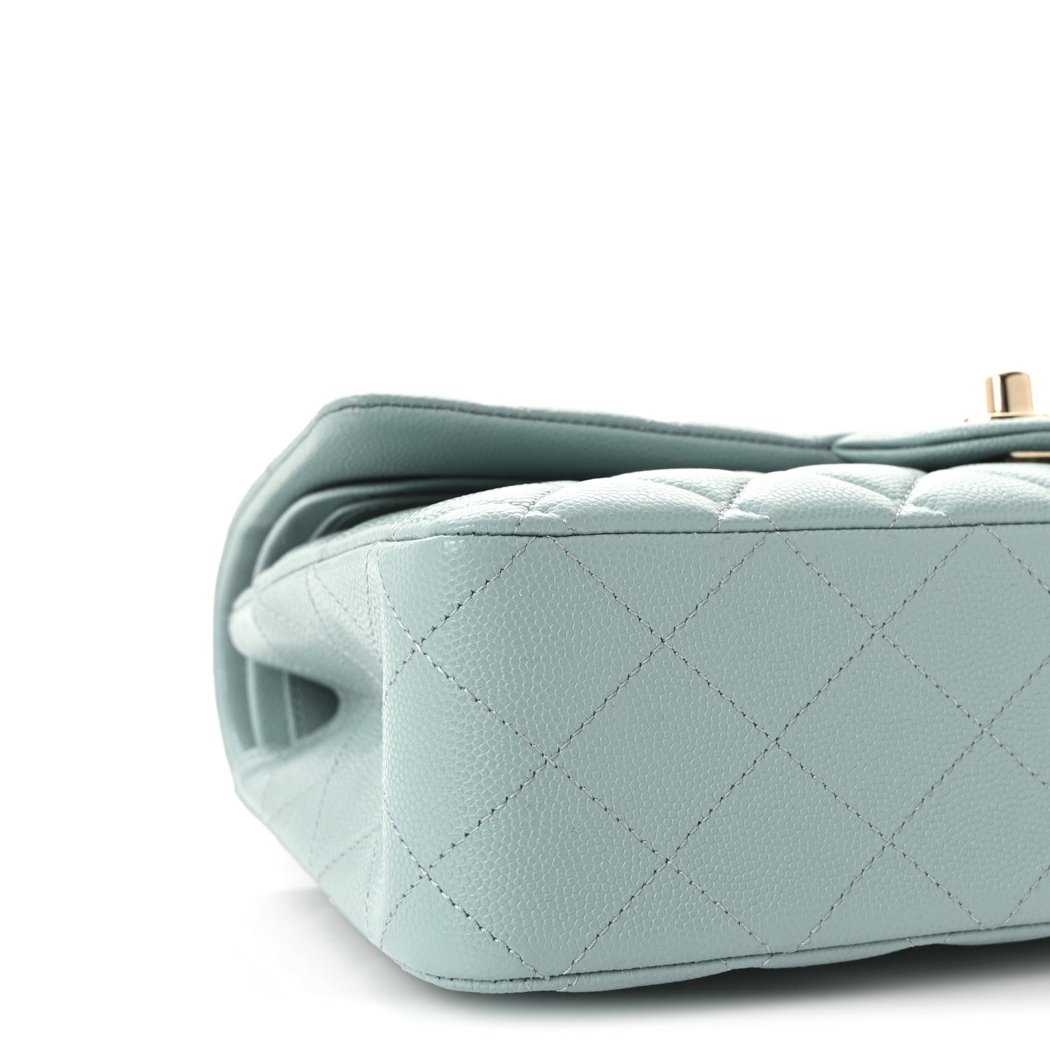 Caviar Quilted Medium Double Flap Light Blue