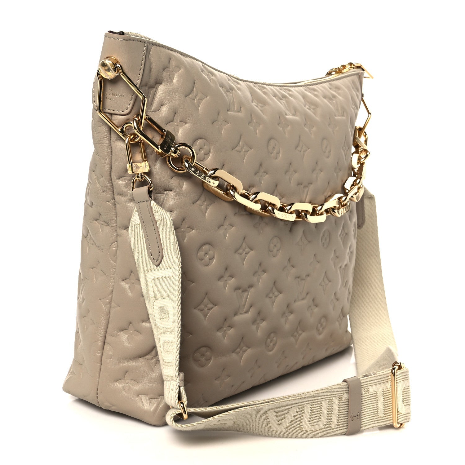Lambskin Embossed Monogram Coussin Hobo MM Galet