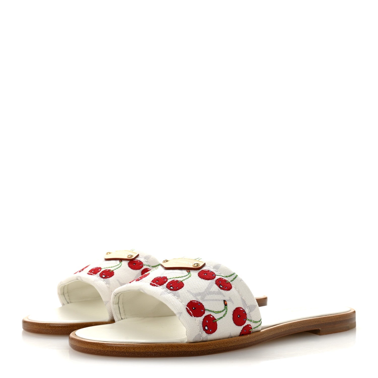 LV x TM Raffia Monogram Cerises Lily Flat Mule 36.5 White