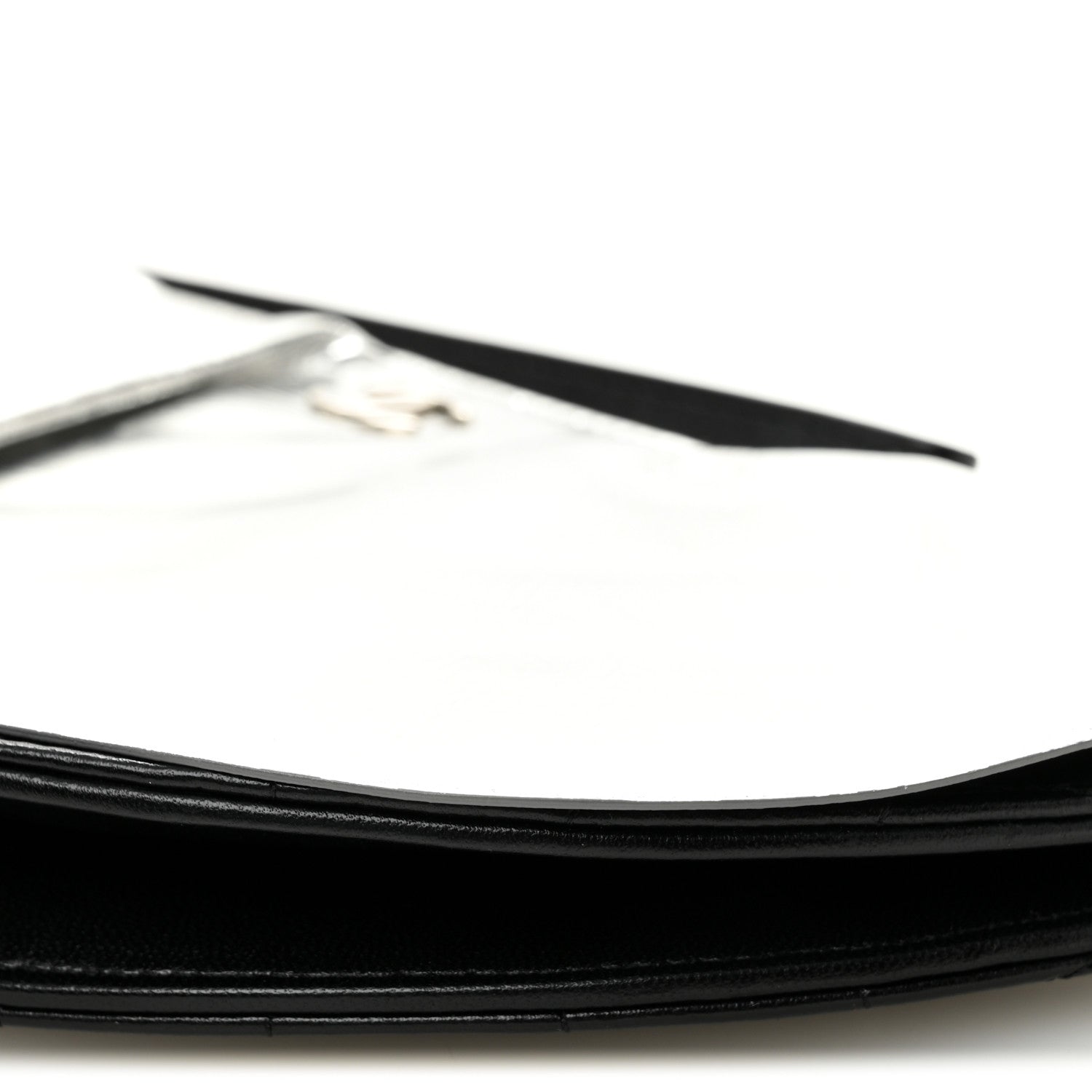 Metallic Lambskin Wave Clutch Black Silver