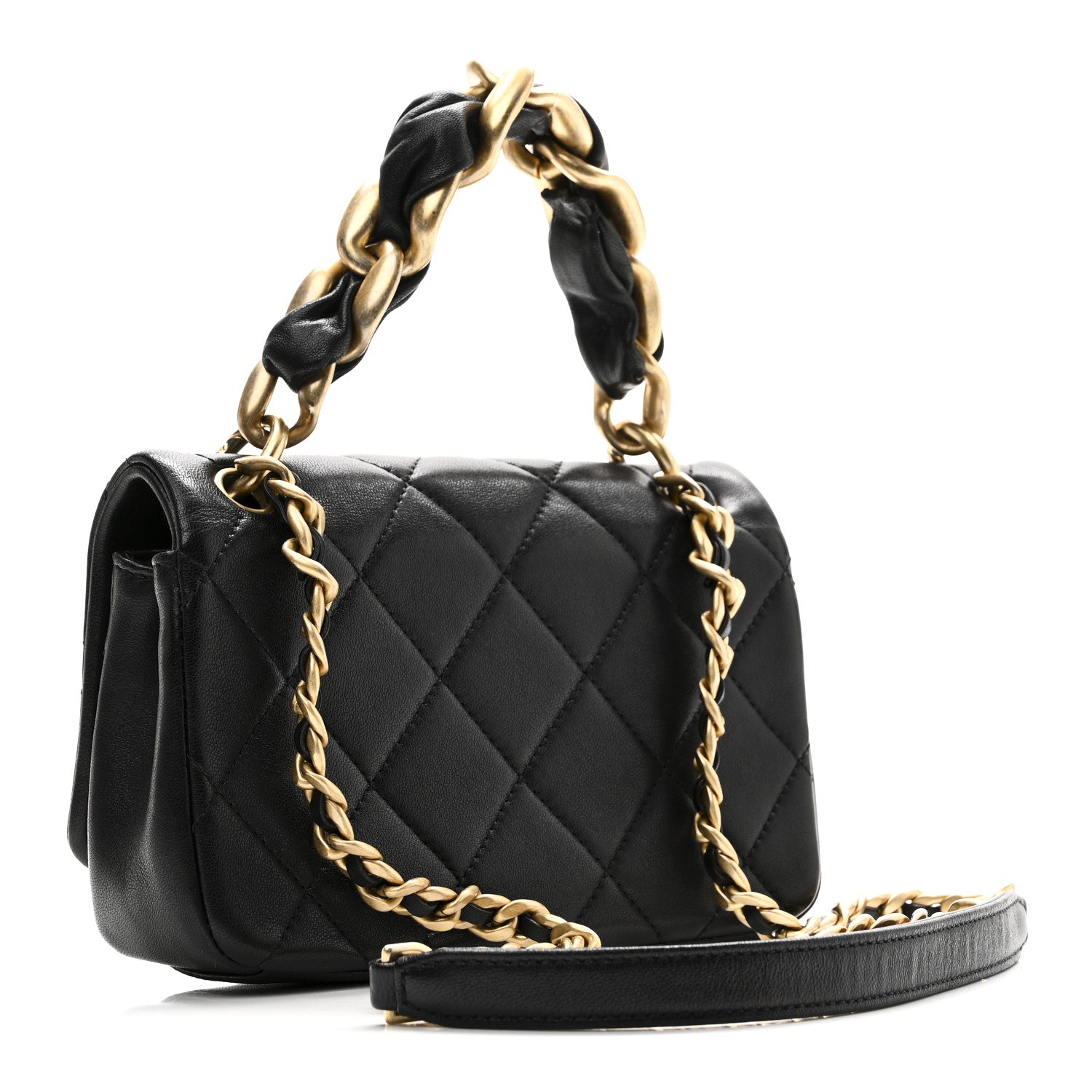 Shiny Lambskin Small Chain Is More Flap Black