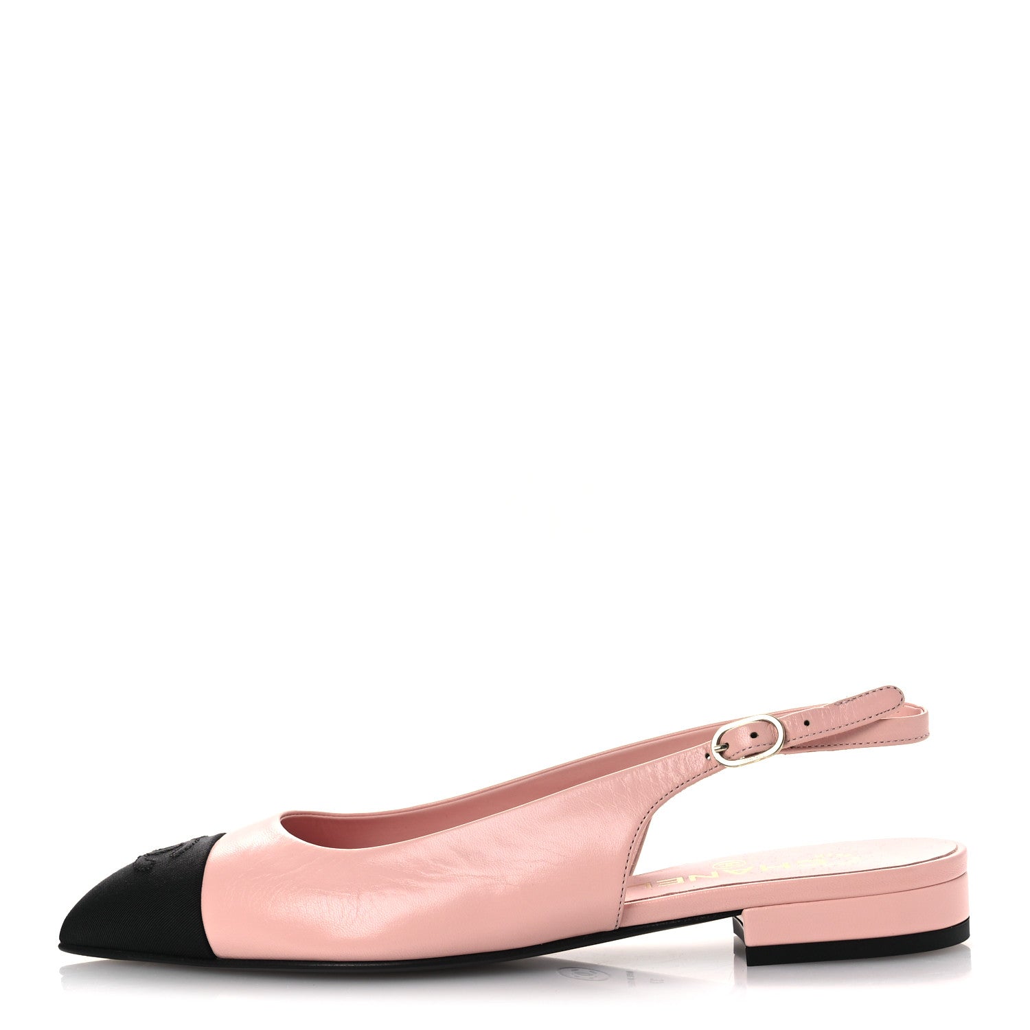 Lambskin Pointed Toe CC Slingback Flats 37 Pink Black
