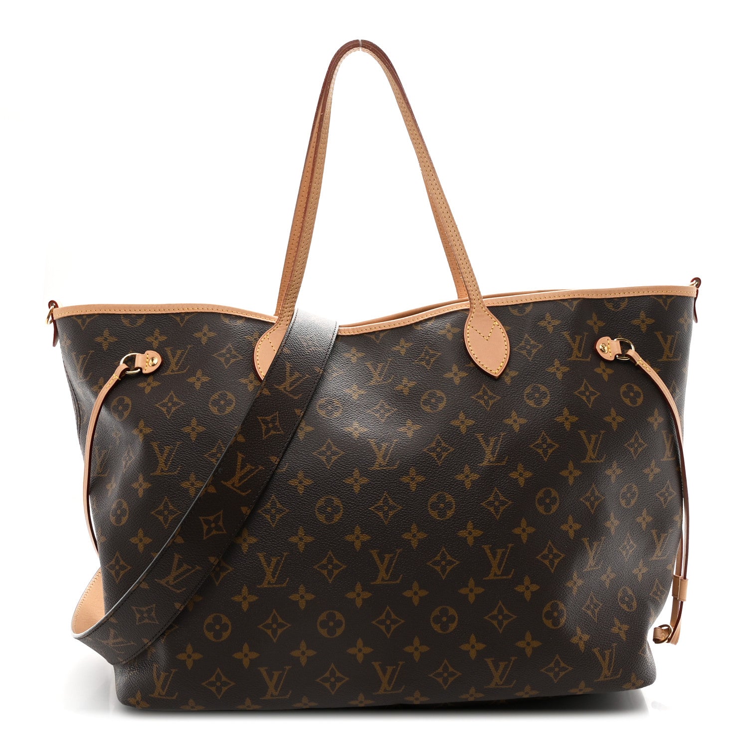 Monogram Stamped Inside Out Neverfull Bandouliere GM Beige