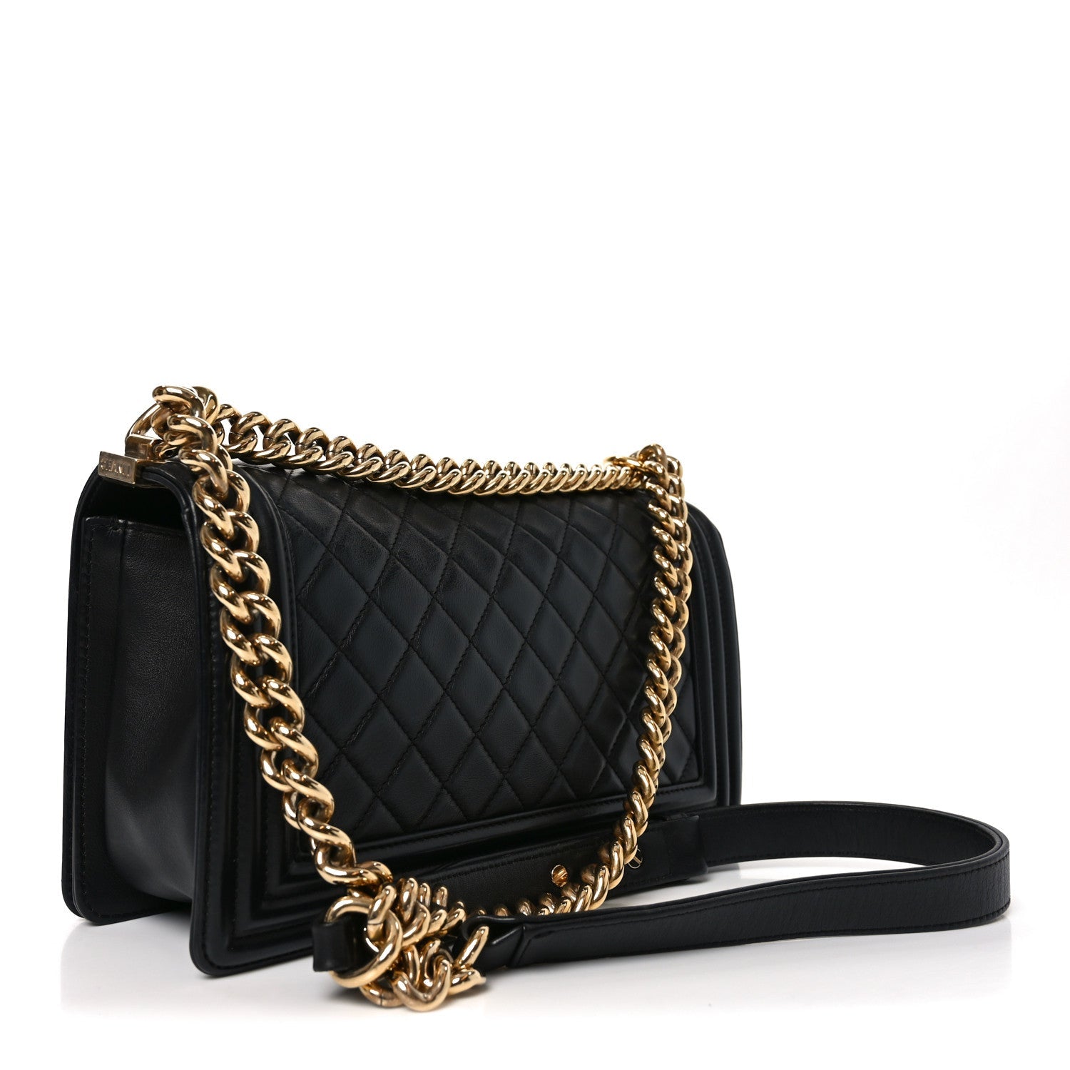 Lambskin Quilted Medium Boy Flap Black