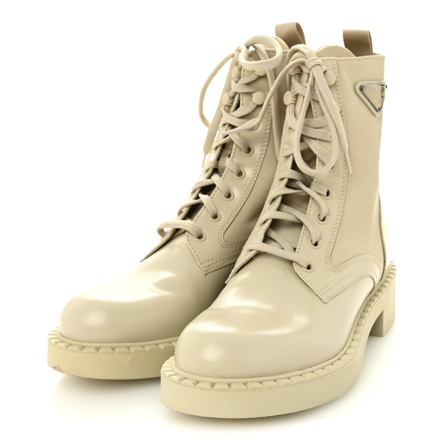 Spazzolato Re-Nylon Metal Triangle Logo Womens 50mm Combat Boots 39 Deserto