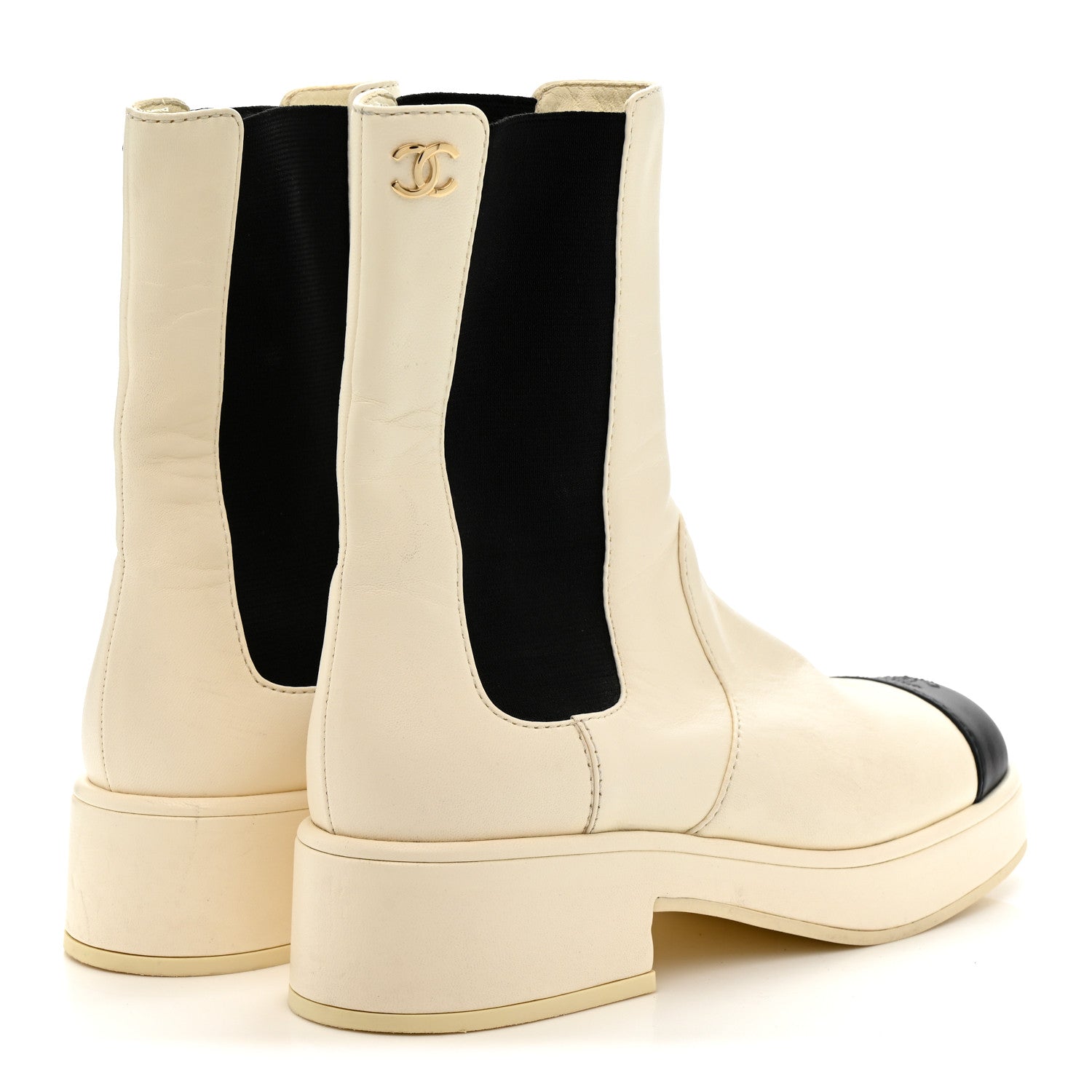 Cap Toe CC Ankle Boots 39.5 White Black