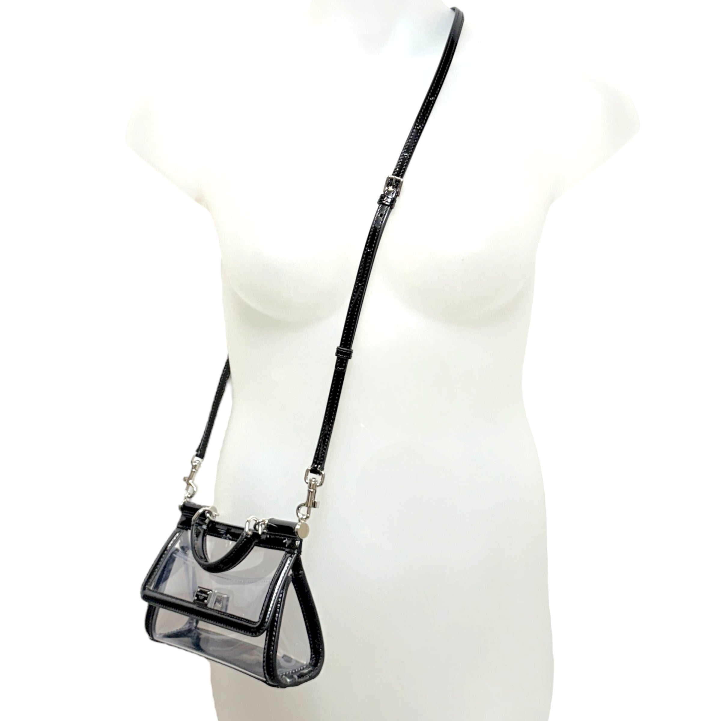 Sicily Small Transparent Top Handle Bag Luxury Designer By Dolce And Gabbana, Size: Small