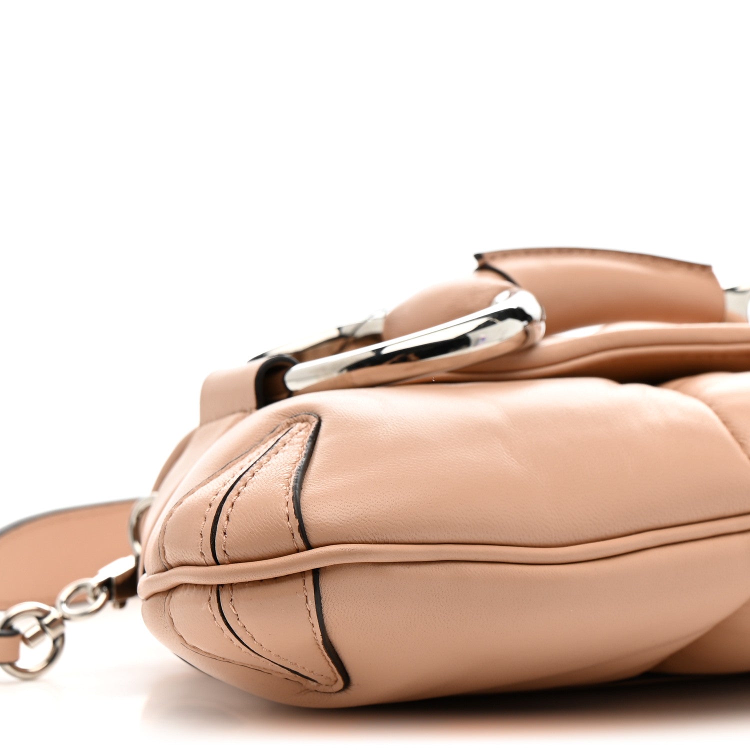 Nappa Vertical Matelasse Medium Maxi Horsebit Chain Shoulder Bag Pink Sand