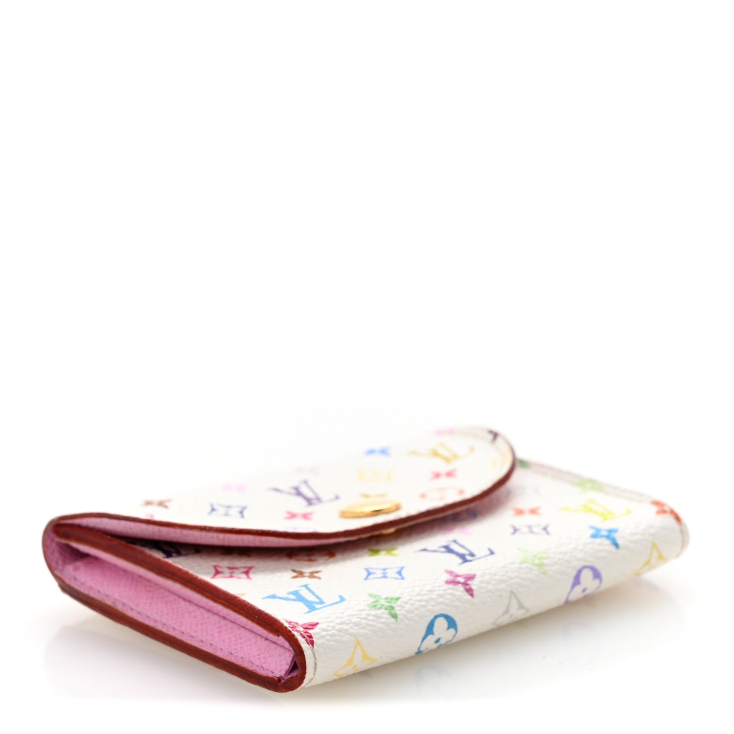 Monogram Multicolor Business Card Holder White Litchi