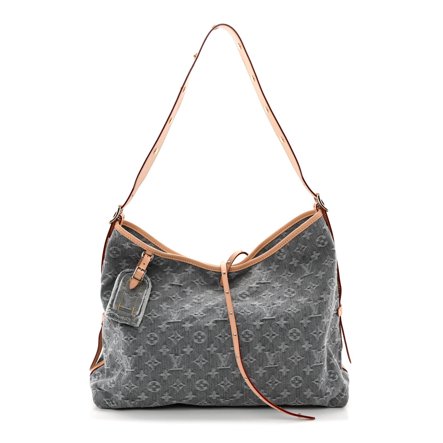 Monogram Denim CarryAll MM Washed Grey