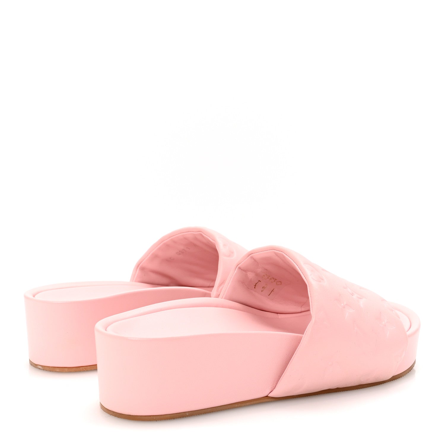 Lambskin Embossed Monogram Jumbo Flatform Mule Sandals 41 Rose Clair