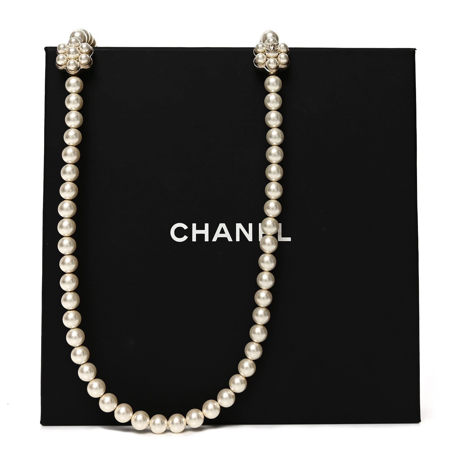 Pearl CC Camellia Long Necklace Gold