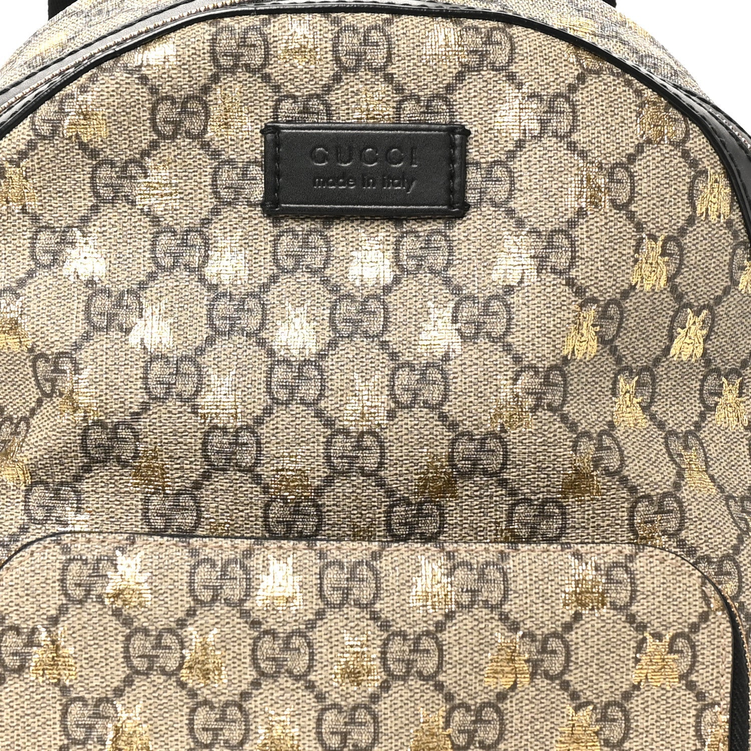 GG Supreme Monogram Bees Print Small Day Backpack Beige Oro Black