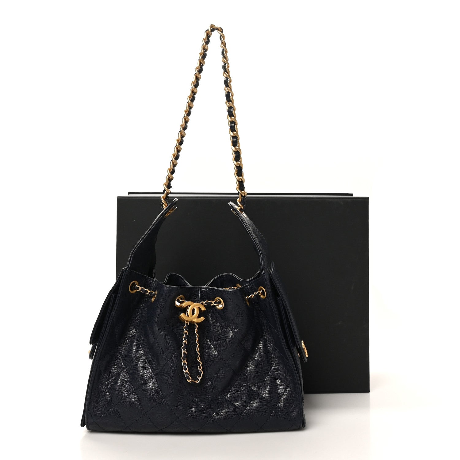 Caviar Quilted Small Chanel 25 Handbag Dark Navy