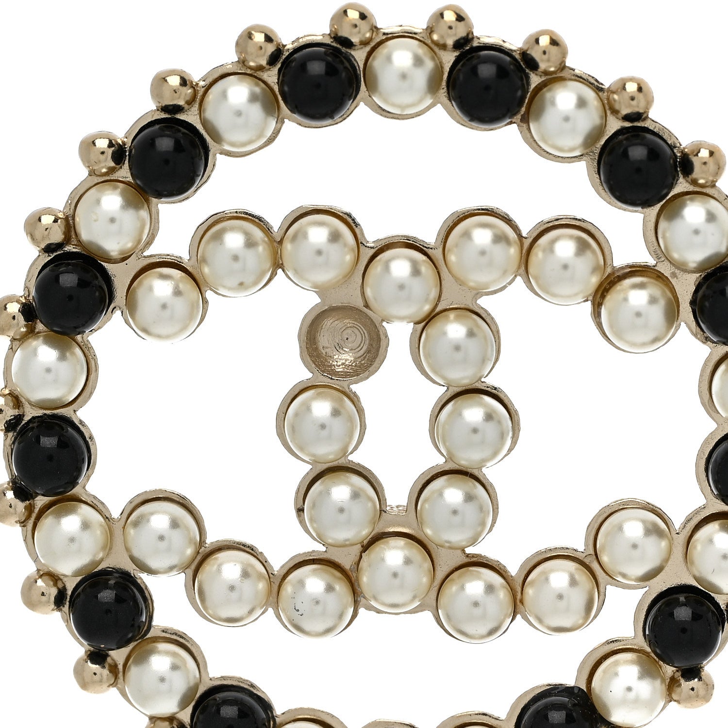 Resin Pearl CC Earrings Gold Black