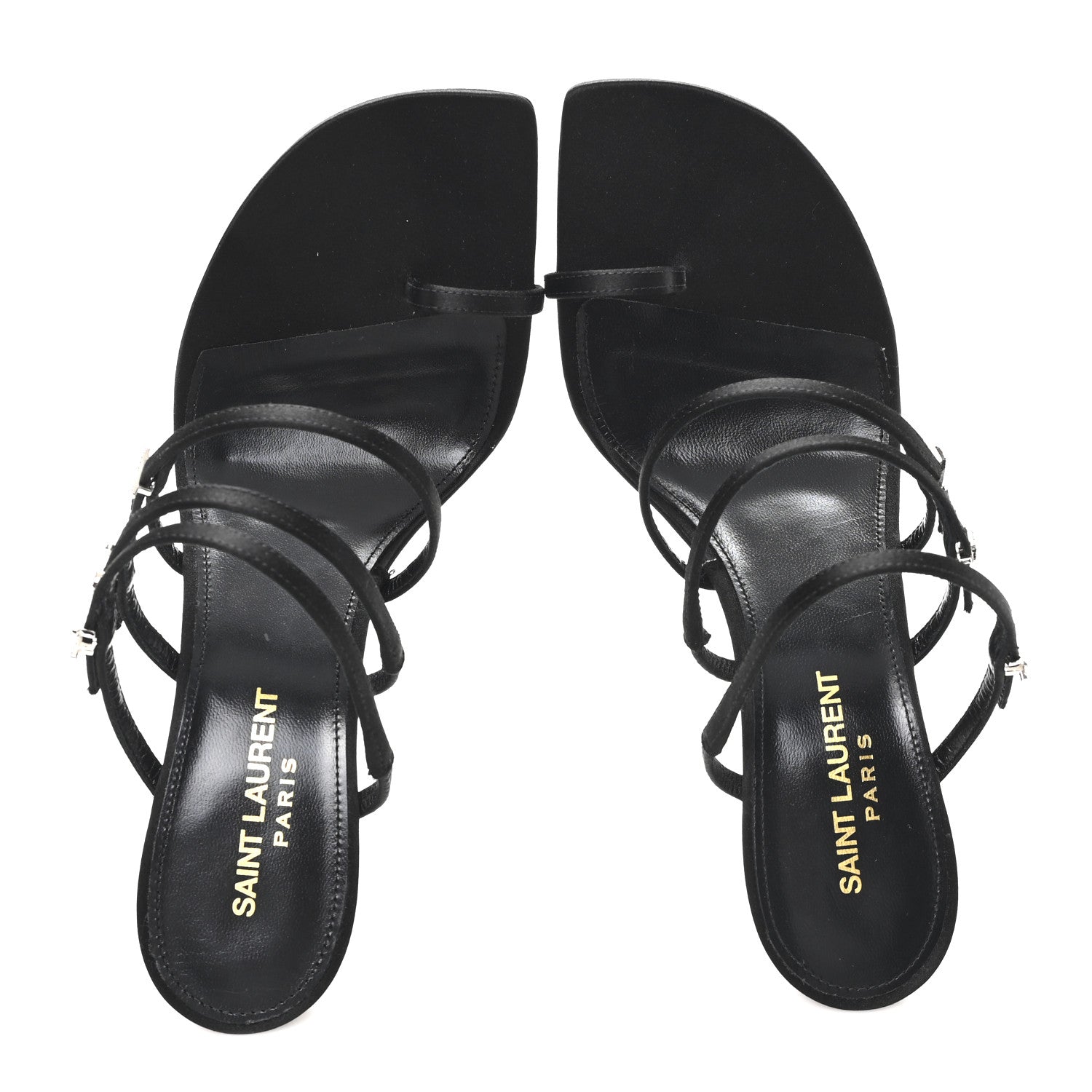 Crepe Satin Crystal Logo Jerry 110 Ankle Strap Sandals 38.5 Black