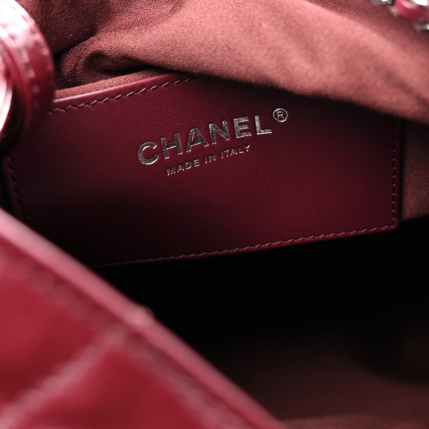 Shiny Crumpled Calfskin Quilted Medium Chanel 25 Handbag Dark Burgundy