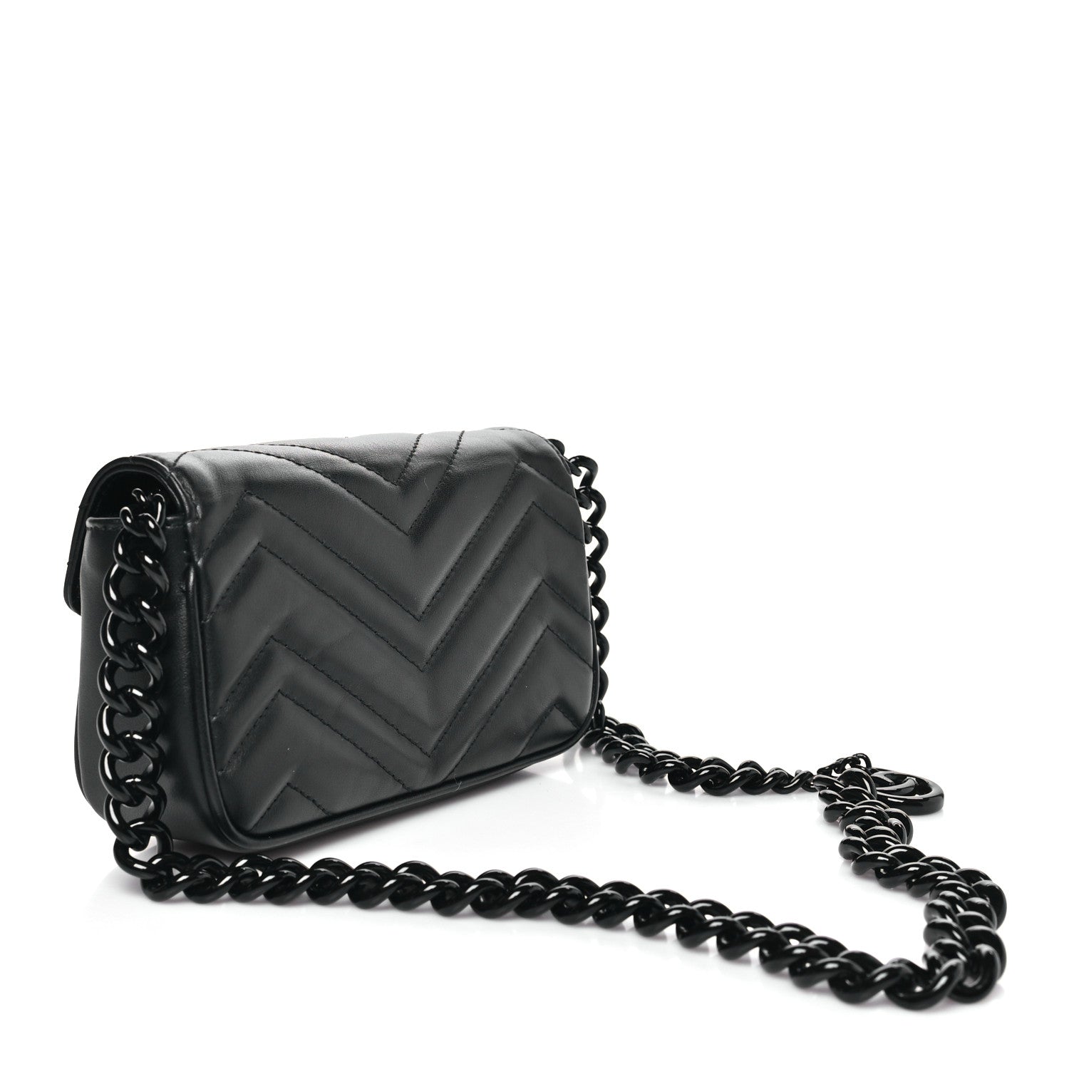 Calfskin Matelasse Monochrome GG Marmont Chain Belt Bag Black