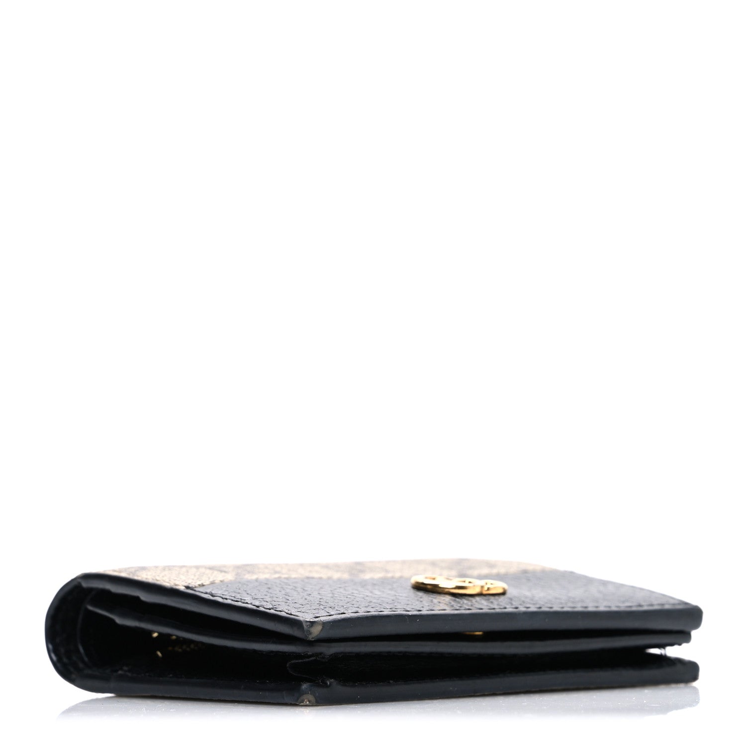 Dollar Calfskin GG Supreme Monogram GG Marmont Card Case Black Beige Ebony