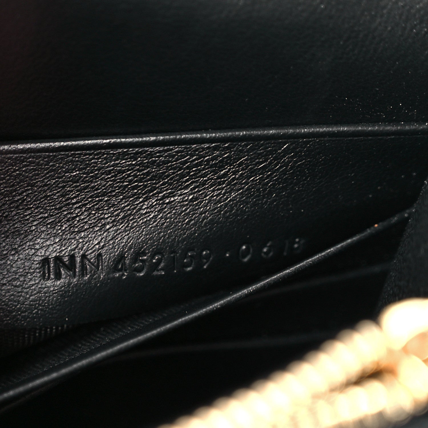 Calfskin Crocodile Embossed Kate Monogram Tassel Chain Wallet Black
