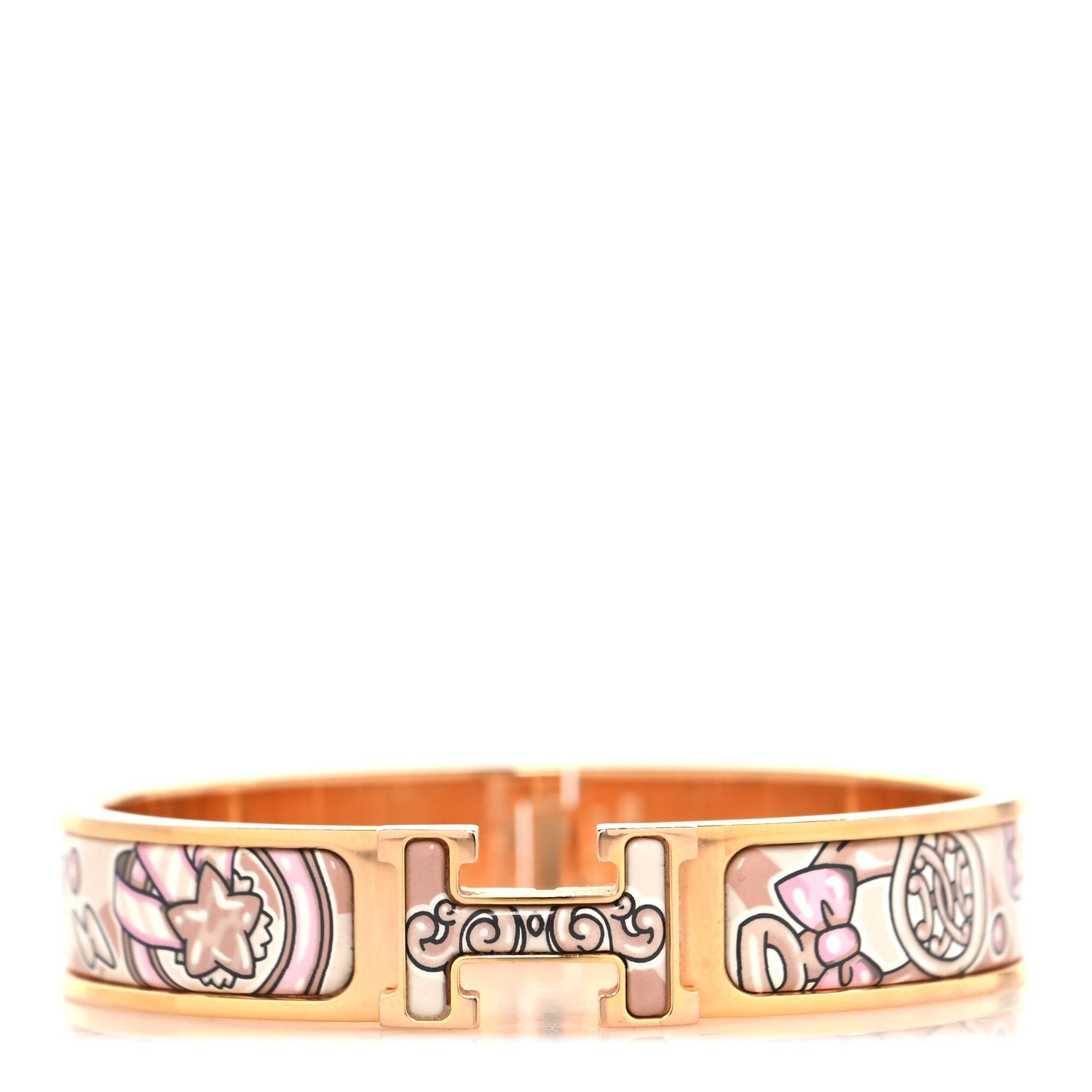 Enamel Printed Narrow Candy Libris Clic Clac H Bracelet PM Aube