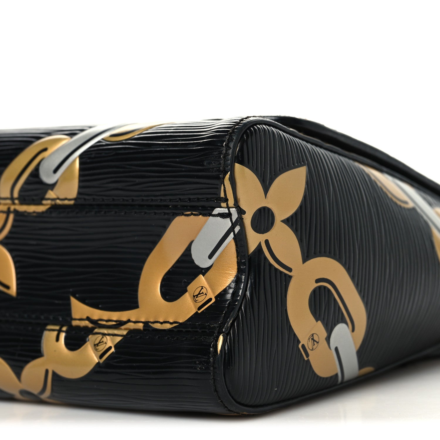Epi Chain Flower Twist Shoulder Bag MM Black