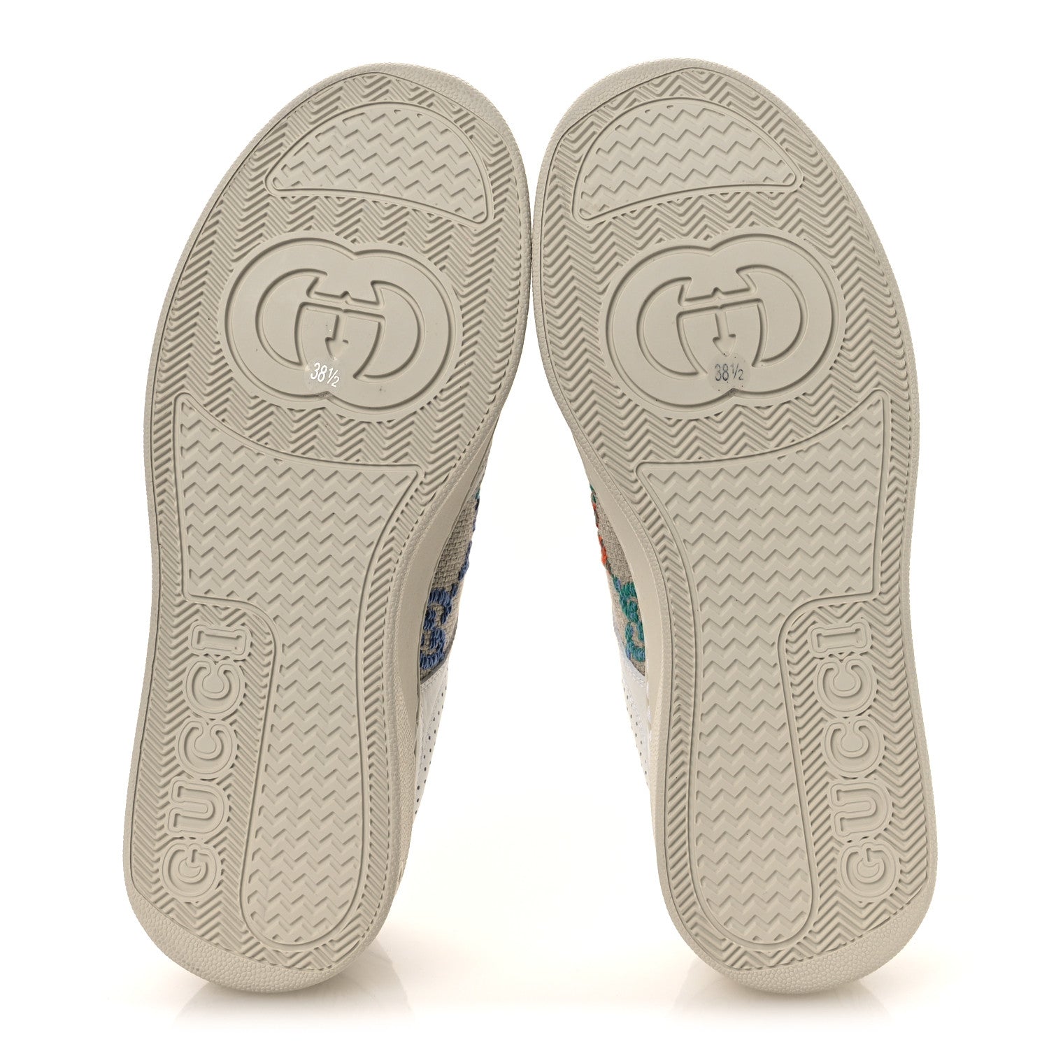 Dali Soft Calfskin GG Tennis Embossed Perforated Womens Platform 55mm Sneakers 38.5 White Multicolor