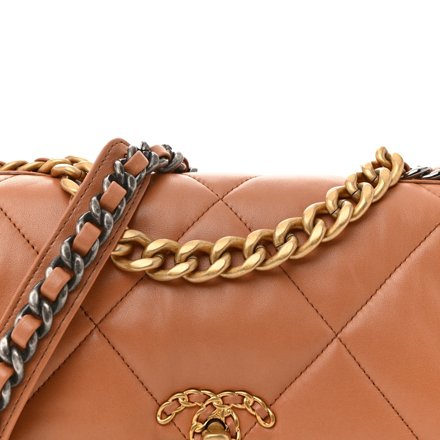Lambskin Quilted Medium Chanel 19 Flap Brown