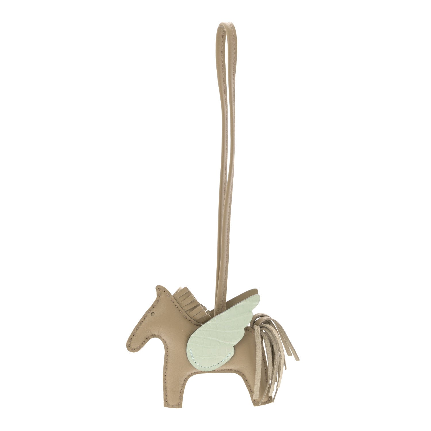 Milo Lambskin Matte Alligator Touch Grigri Rodeo Pegase Horse Bag Charm PM Beige Marfa Vert D'eau