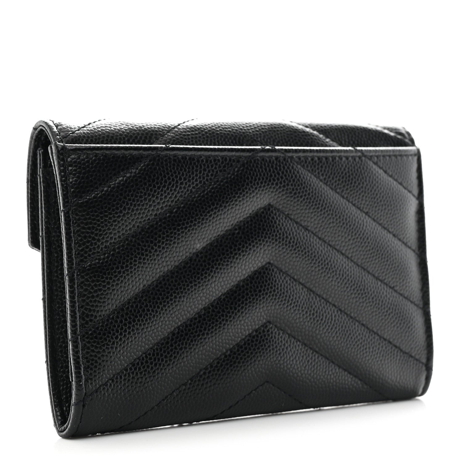 Grain De Poudre Matelasse Chevron Small Monogram Envelope Wallet Black