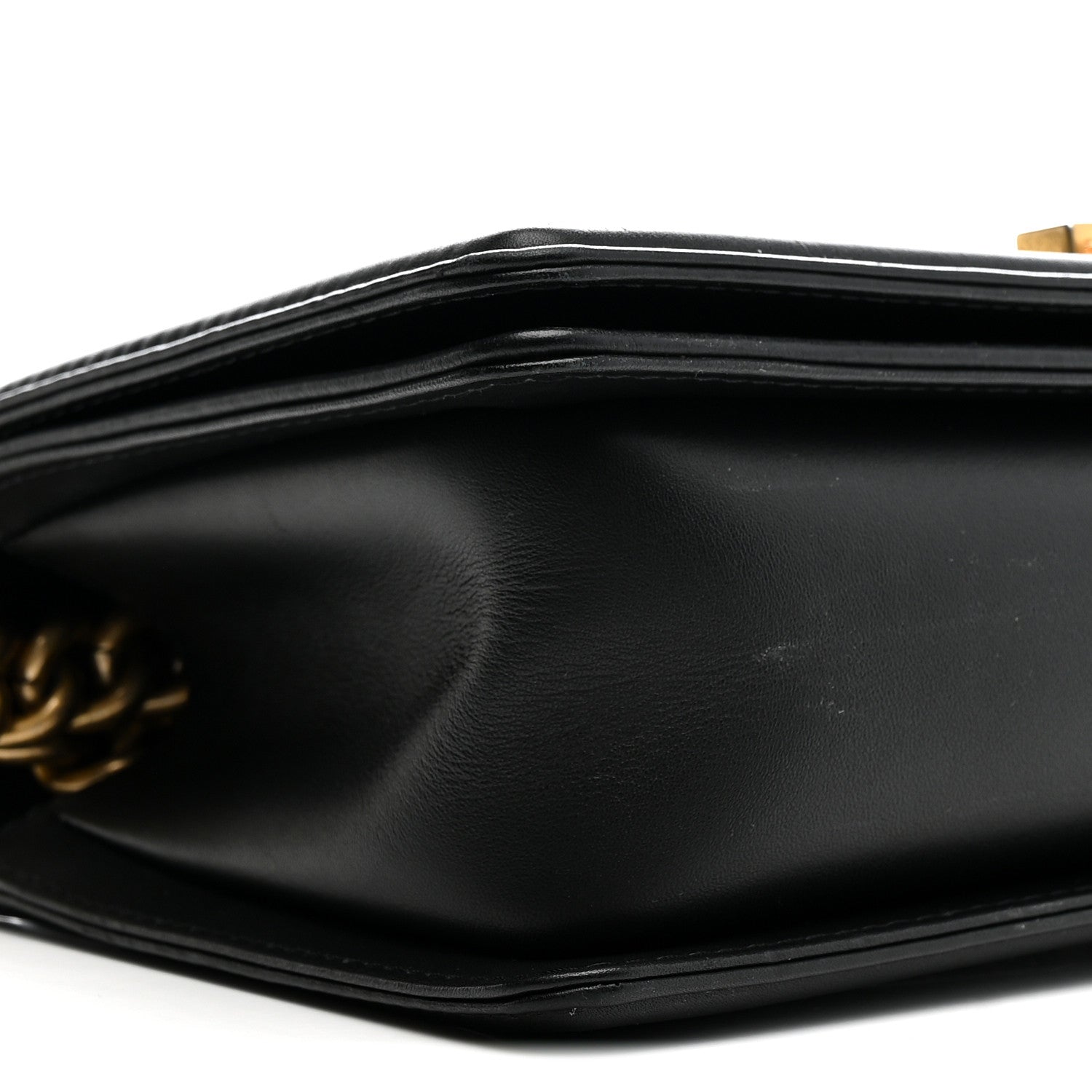 Lambskin Quilted Medium Chain Around Boy Flap Black