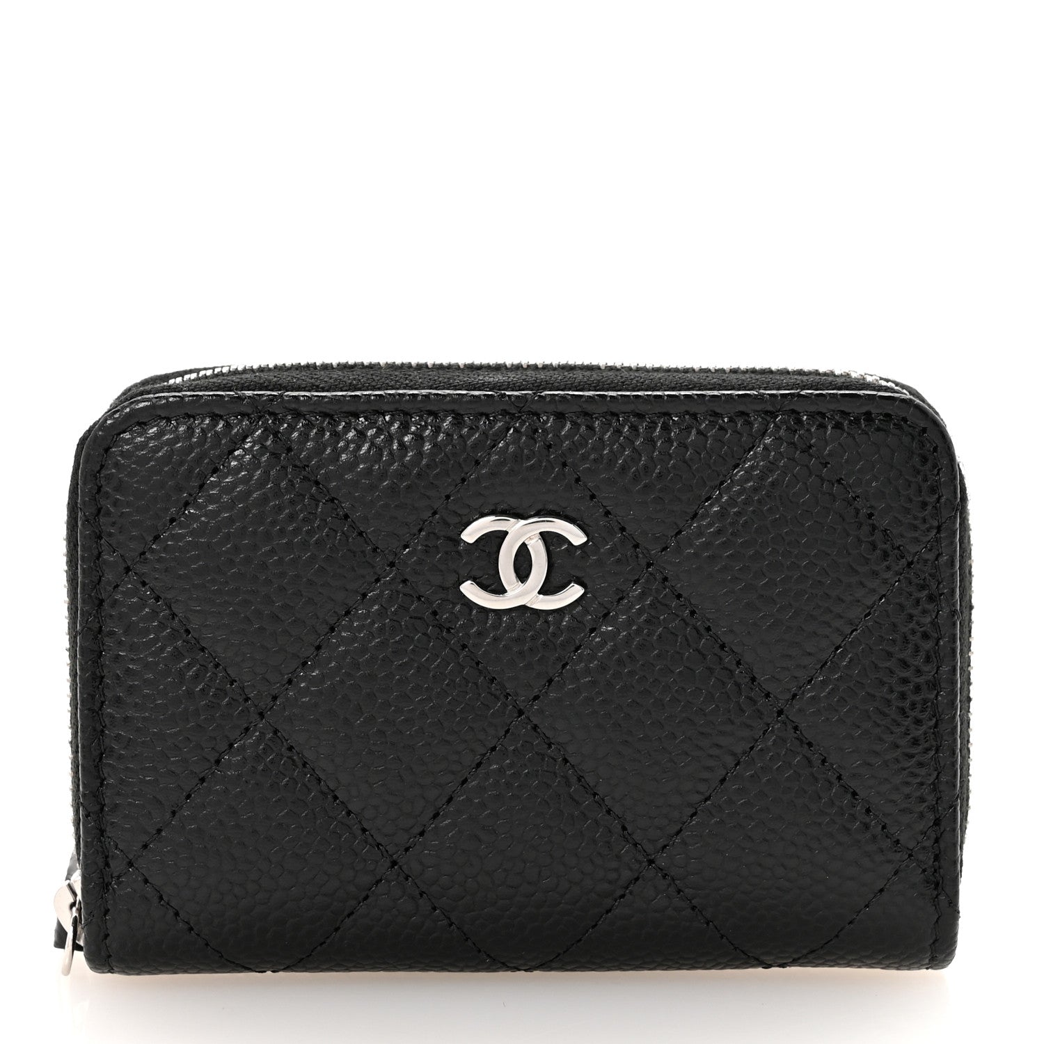 Caviar Quilted Zip Coin Purse Black