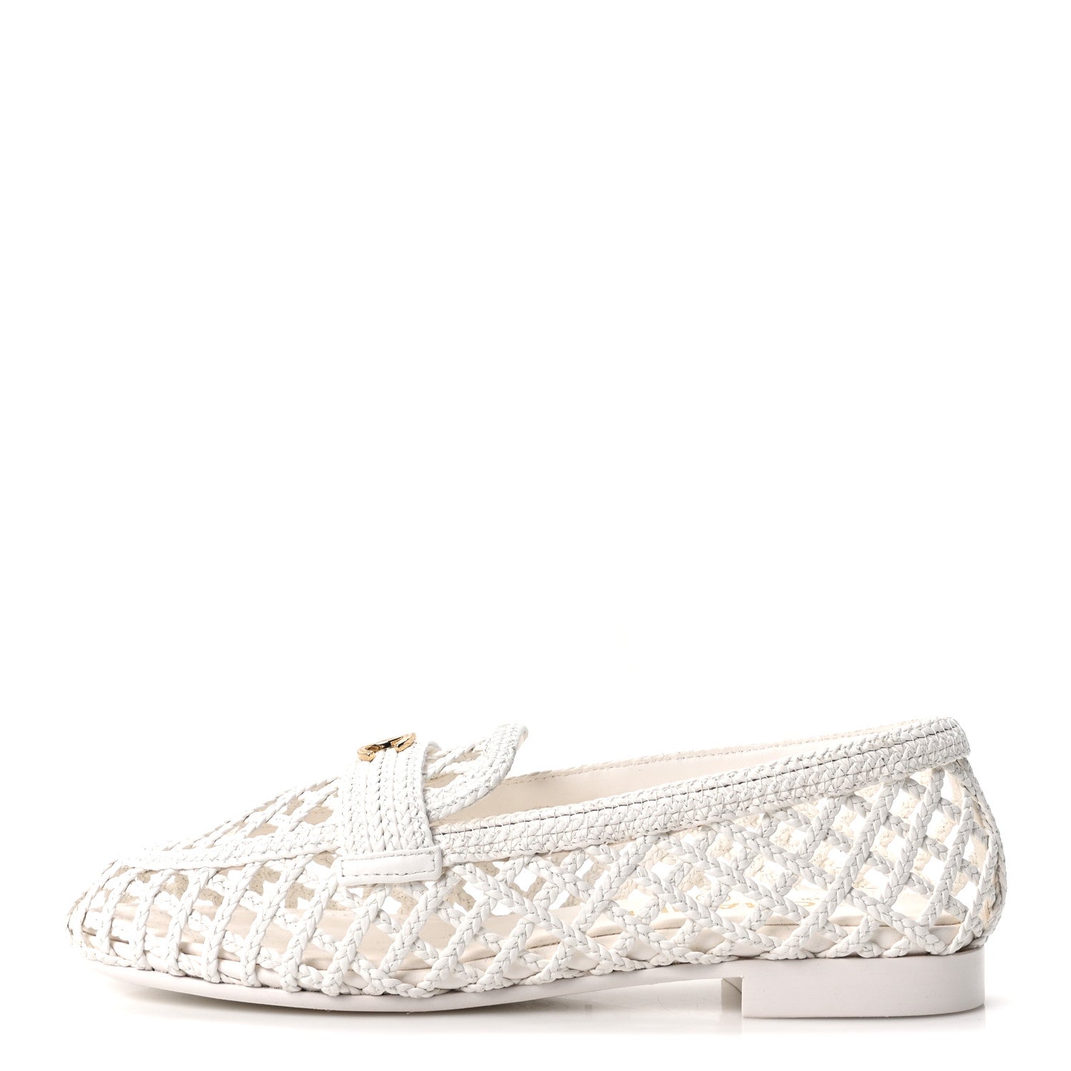 Braided Lambskin CC Mocassin Loafers 39 White