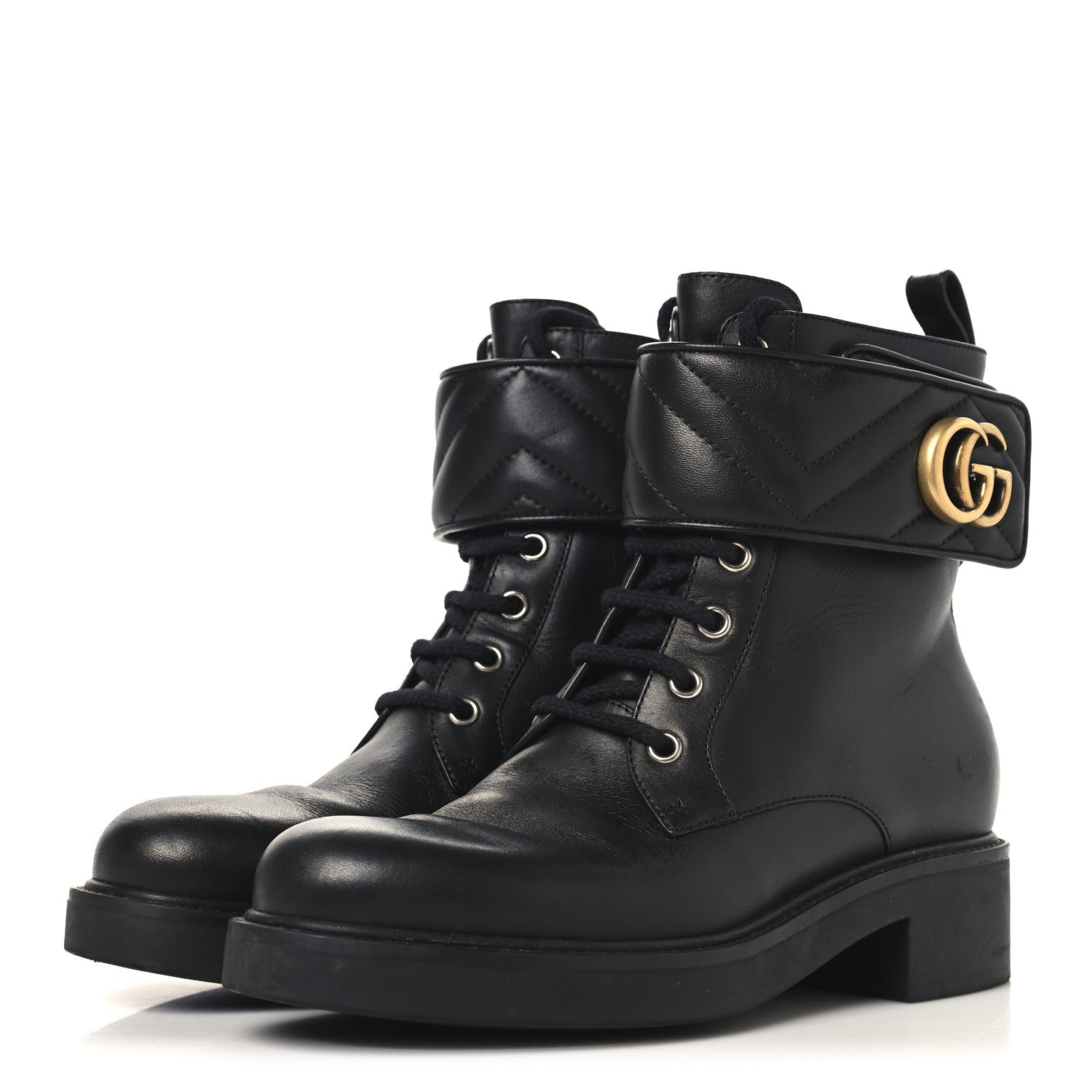Flores Calfskin Nappa Matelasse GG 40mm Ankle Boots 37 Black