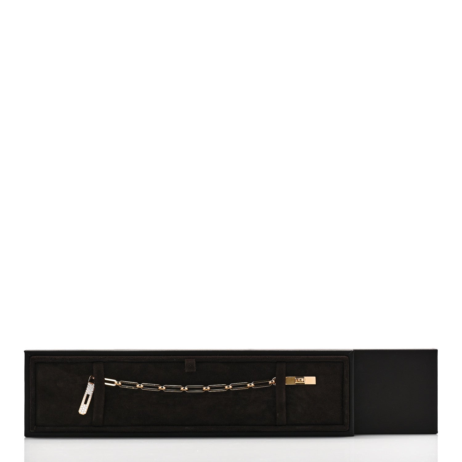 18K Yellow Gold Diamond Pave PM Kelly Chaine Bracelet SH