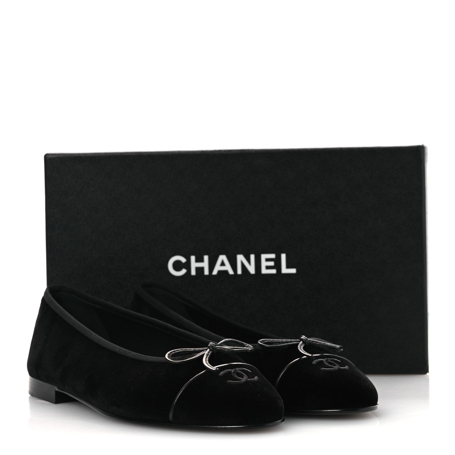 Velvet Cap Toe Ballerina Flats 40 Black