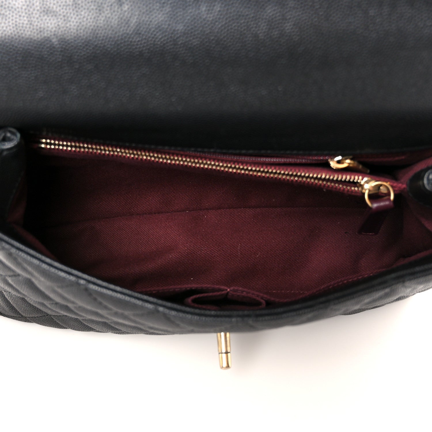 Caviar Quilted Small Coco Handle Flap Black