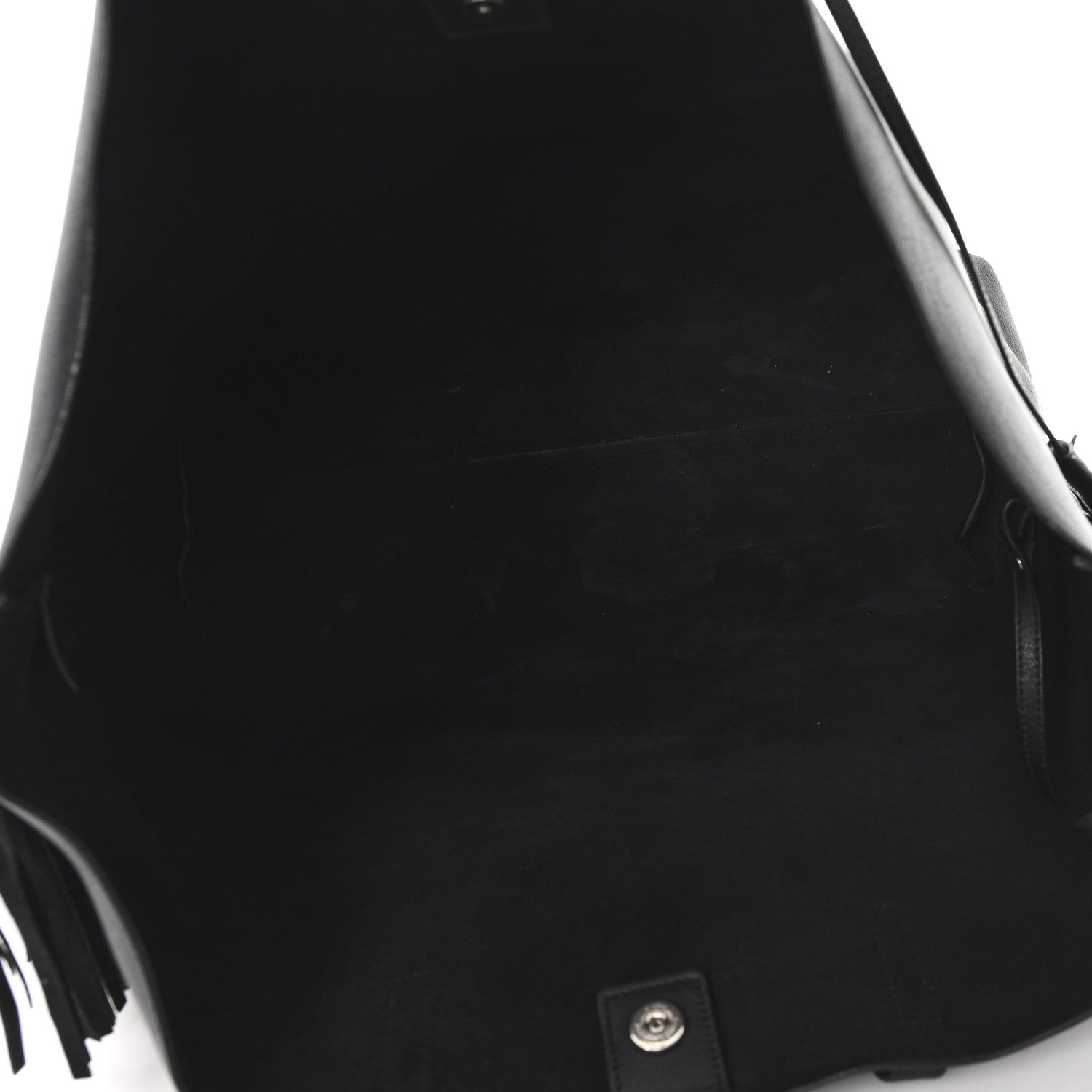 Calfskin Large Fringe Shopping Tote Black
