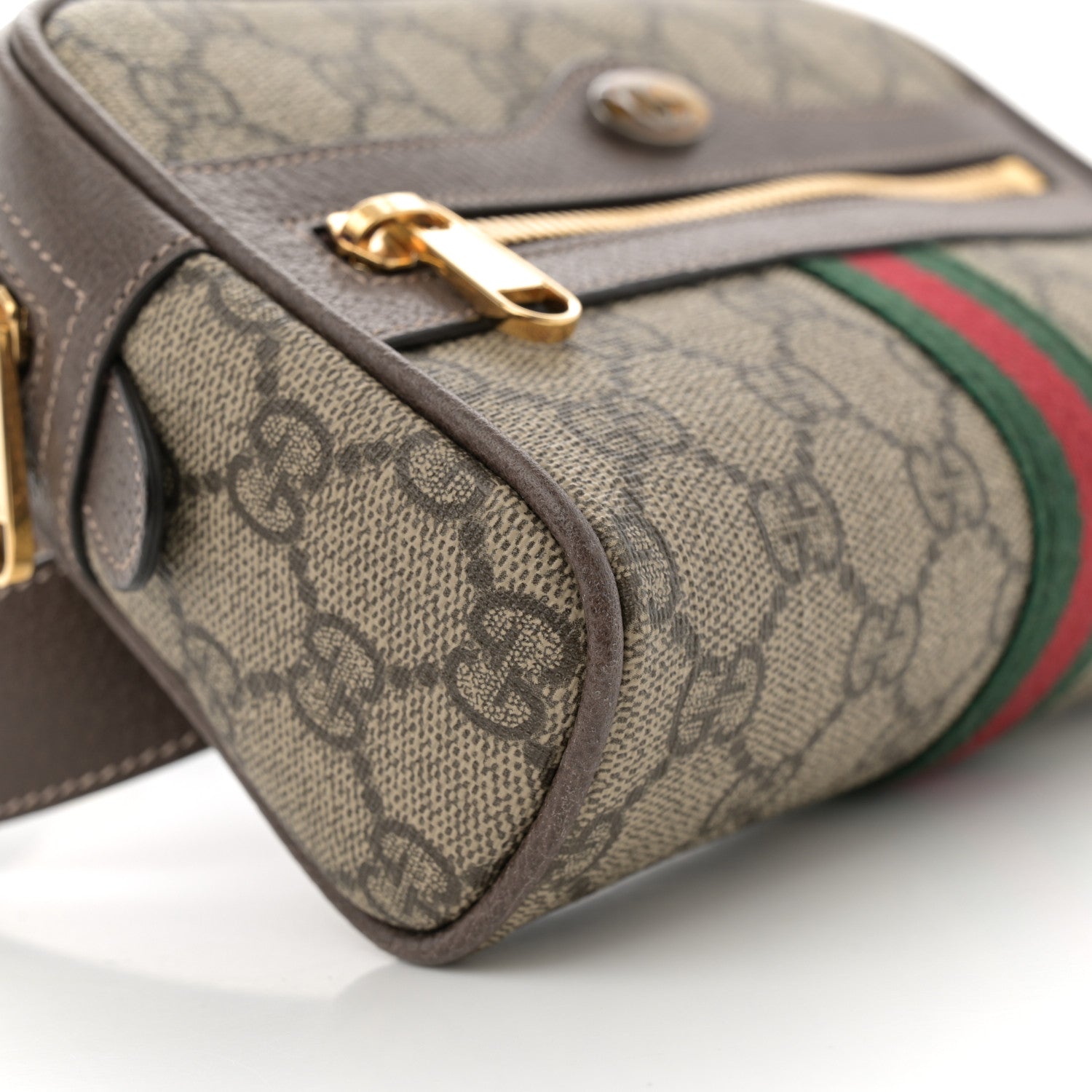 GG Supreme Monogram Web Small Ophidia Belt Bag 85 34 Dark Brown