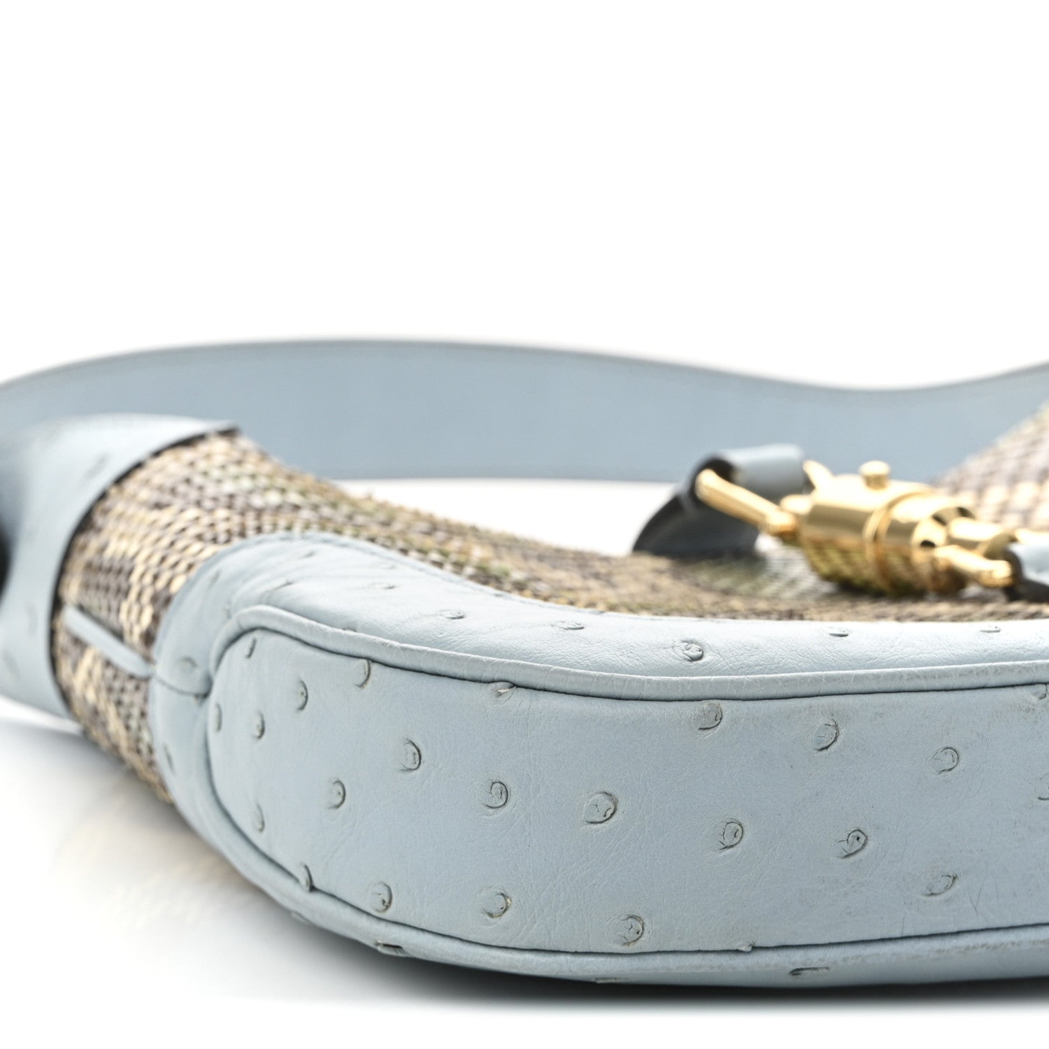 Snakeskin Ostrich Calfskin Small Jackie 1961 Hobo Blue Multicolor