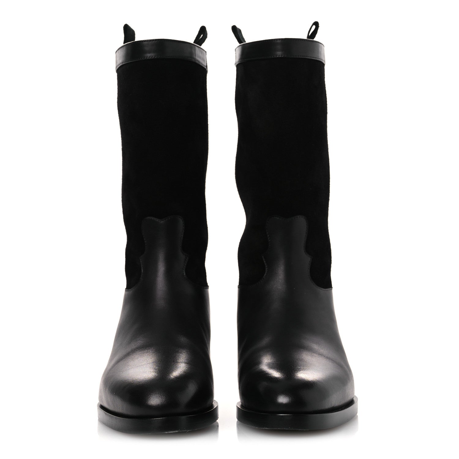 Suede Calfskin CC Short Boots 37 Black