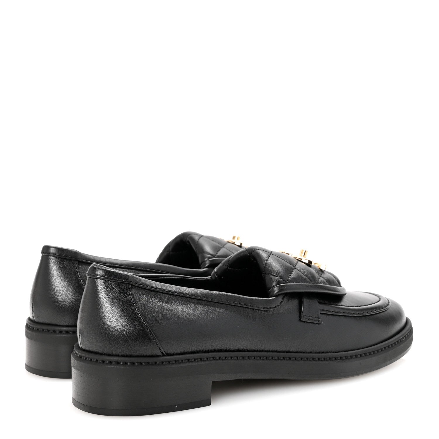 Crumpled Lambskin Quilted CC Turnlock Loafers 38.5 Black