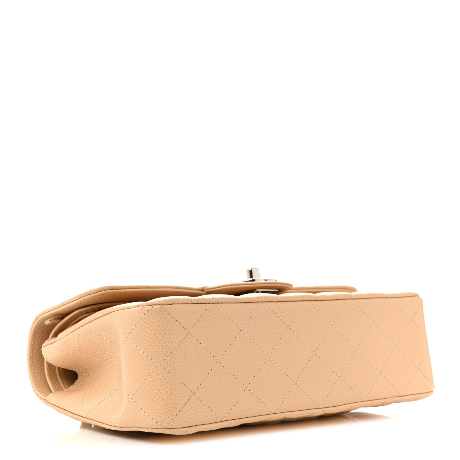 Caviar Quilted Small Double Flap Beige