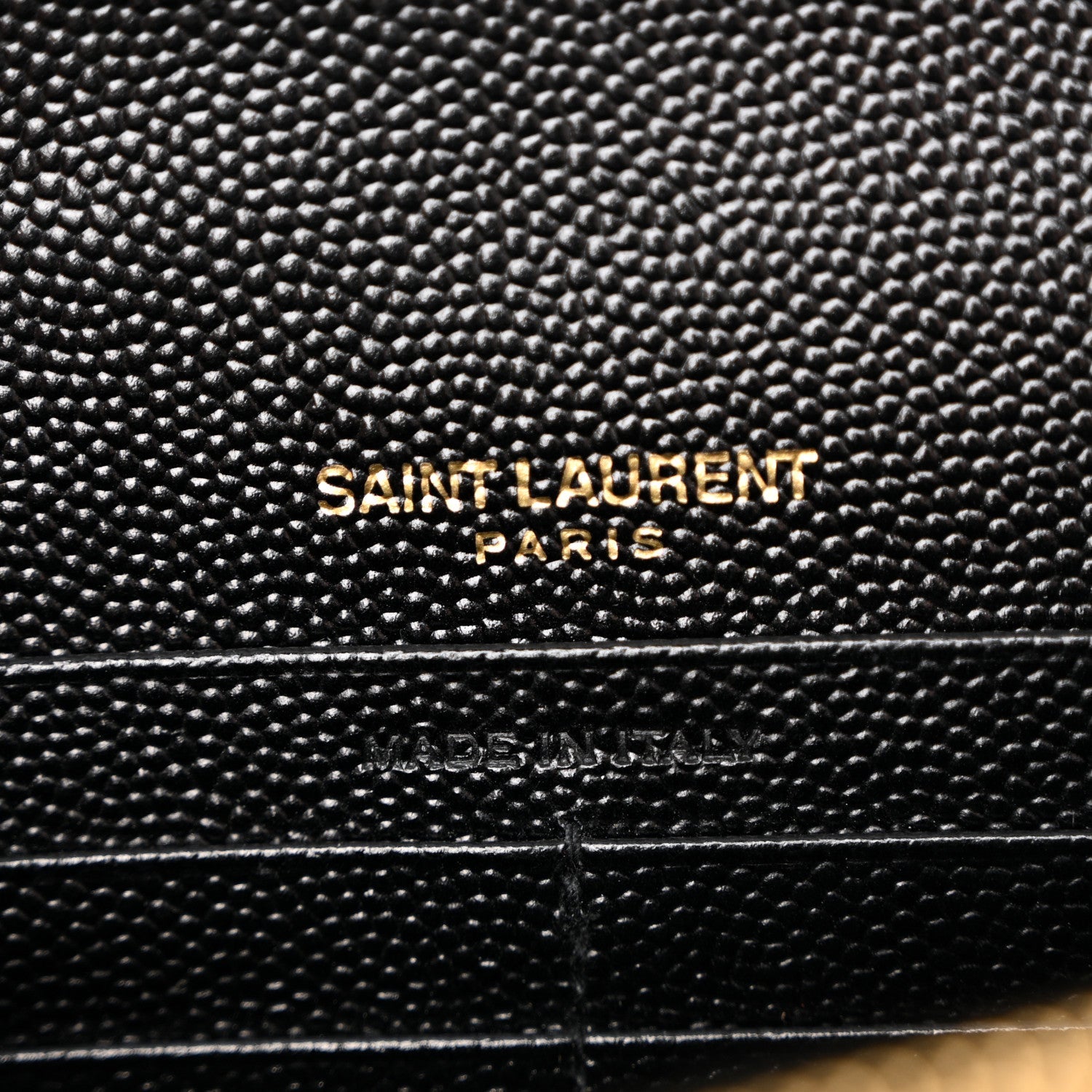 Grain De Poudre Matelasse Chevron Monogram Envelope Chain Wallet Black