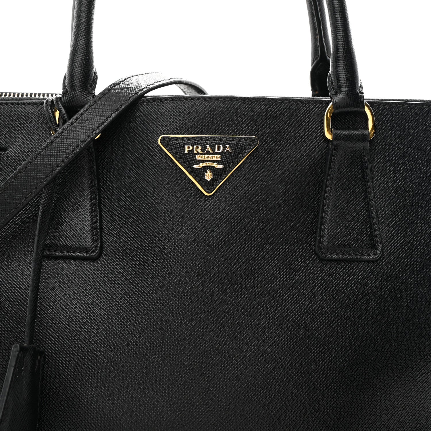 Saffiano Medium Galleria Double Zip Tote Black