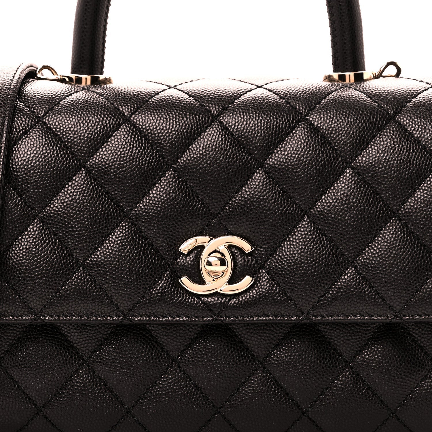 Caviar Quilted Mini Coco Handle Flap Black