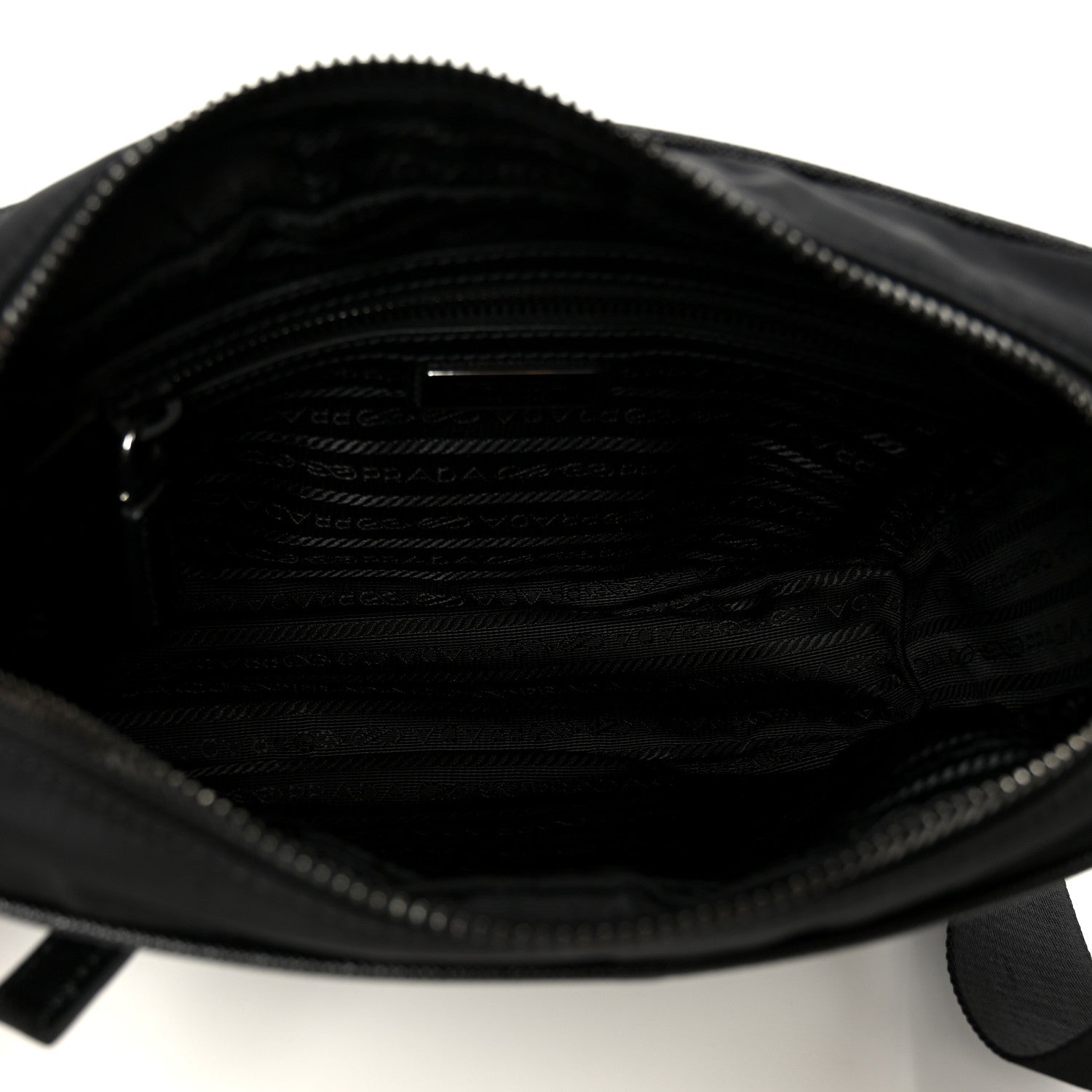Tessuto Saffiano Pocket Double Zip Shoulder Bag Black