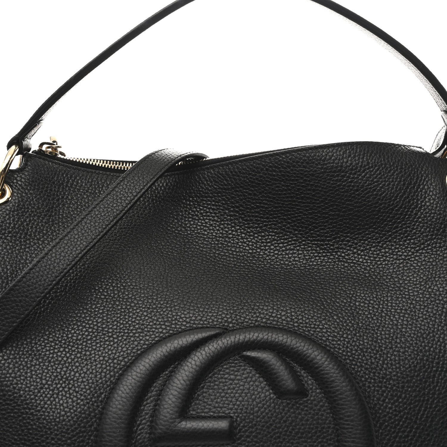 Pebbled Calfskin Large Soho Hobo Black
